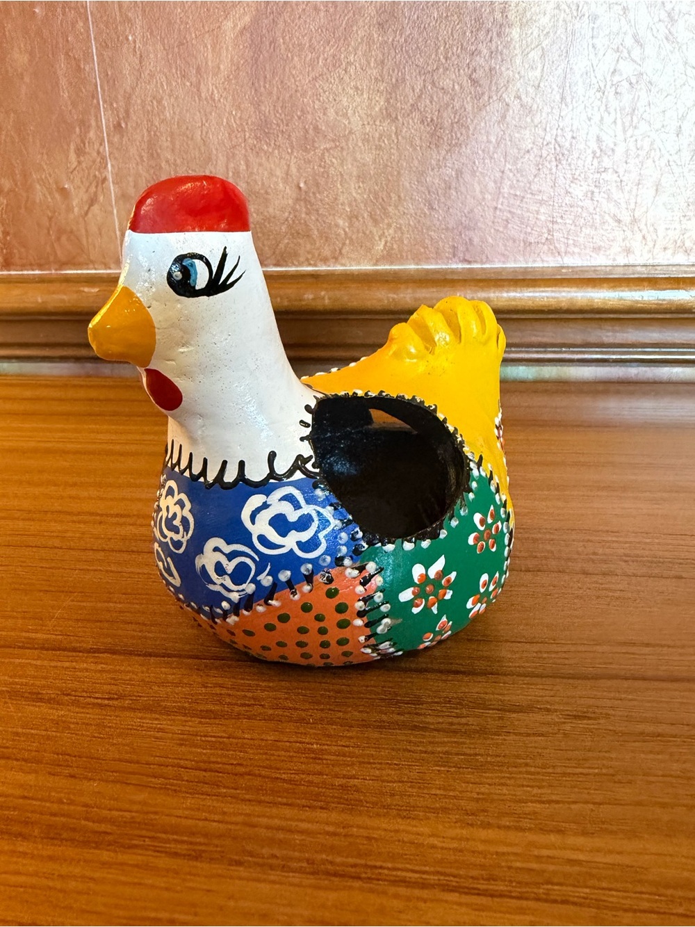 Vintage Mexican Talavera Ceramic Chicken Sponge Holder Napkin Caddy Planter 4.5"